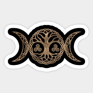 Triple Moon Goddess with triskele and tree of life Sticker